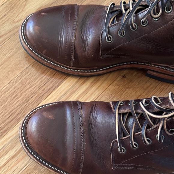 Oak Street Bootmakers Cap-Toe Trench Brown Leather Boots - Picture 3 of 9